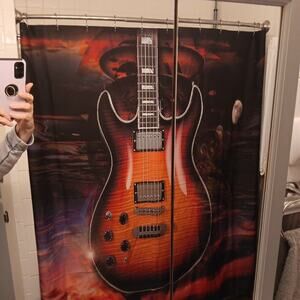 Colorful Music‎ Theme Electric Bass Guitar Print Bathroom Shower Curtain 68"x72"